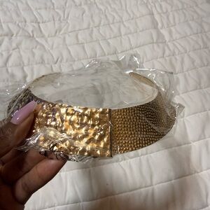 Gold Textured Metal Choker Necklace